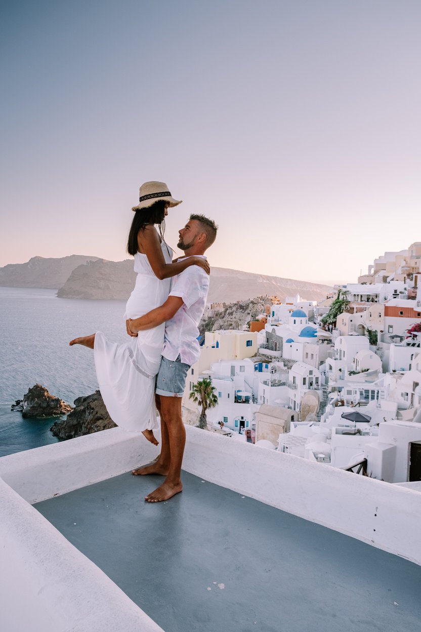 Couple on a Luxury Vacation in Santorini, Greece